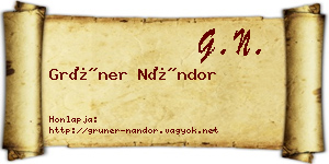 Grüner Nándor névjegykártya